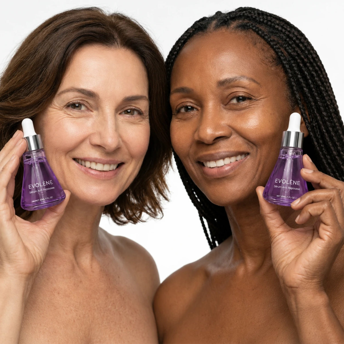 Deux femmes tenant leur sérum Evolène